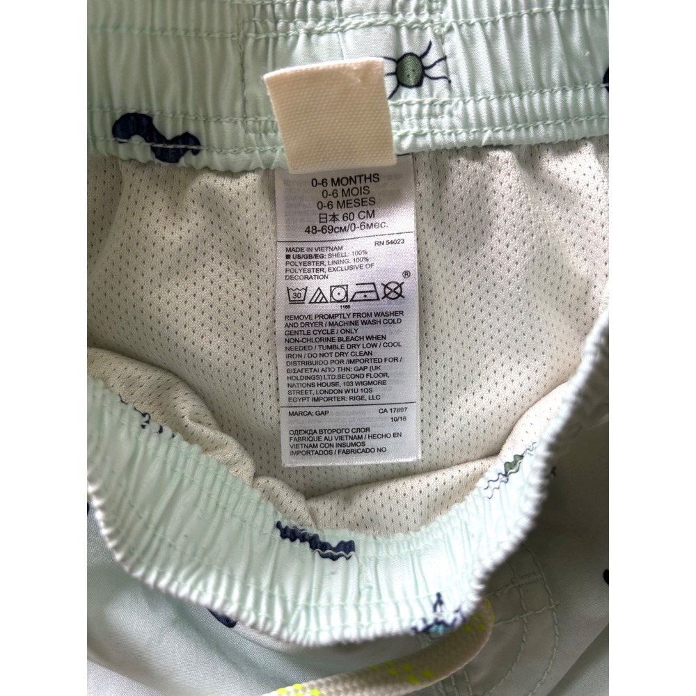 Baby Gap Mint Green Bug Print Swim Trunks Board Shorts 0-6 Months - Picture 5 of 5